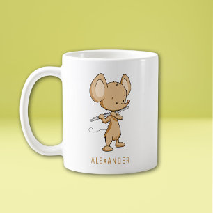Söt mus som spelar flöjt, personlig kaffemugg