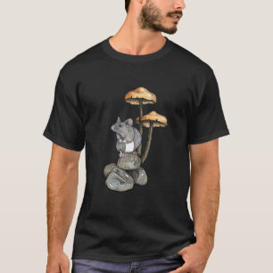 Söt mus som står på stenar, med svamp t shirt