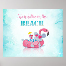 Söt mus Stilig strand Poster