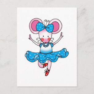Söt mus tjej ballerina vykort