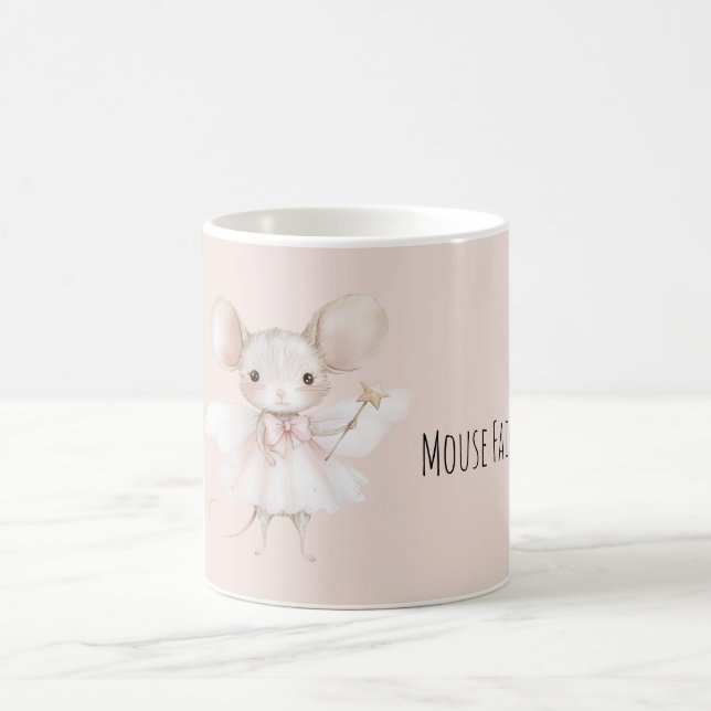 Söt musälva rosa vingar kaffemugg (Center)