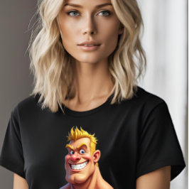 Söt Muscle Man har en rolig novelty för henne T Shirt