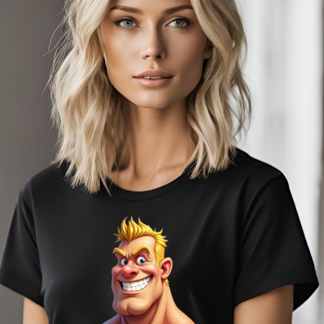 Söt Muscle Man har en rolig novelty för henne T Shirt (Skapare uppladdad)