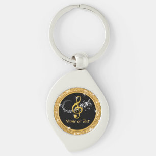 Söt Music Note Keychain, presenter för Music Äl Swirl Silverfärgad Nyckelring