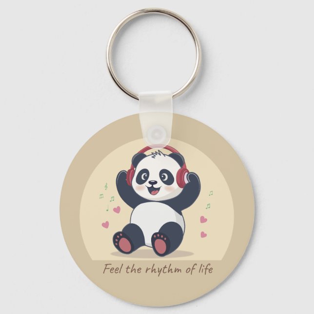 Söt musikpanda nyckelring (Framsida)