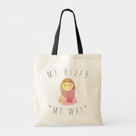 Söt muslimsk flicka med hijab tote bag tygkasse