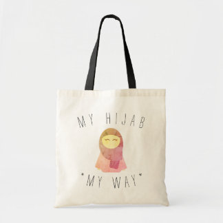 Söt muslimsk flicka med hijab tote bag tygkasse