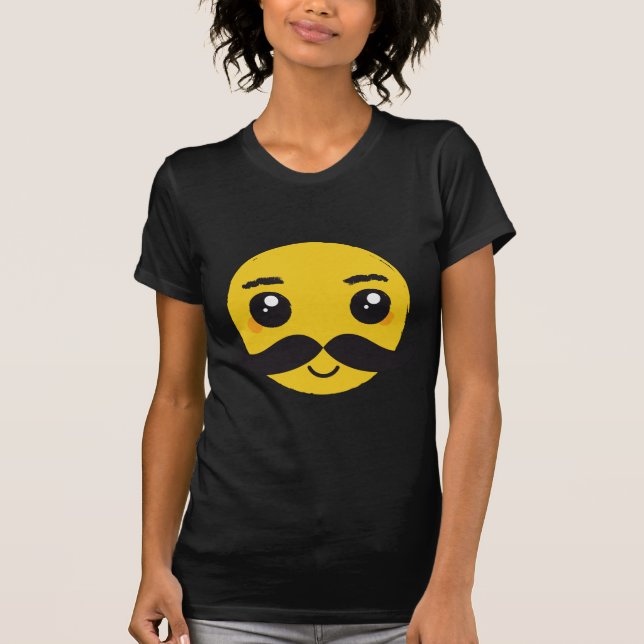 Söt Mustasch Leende T Shirt (Framsida)