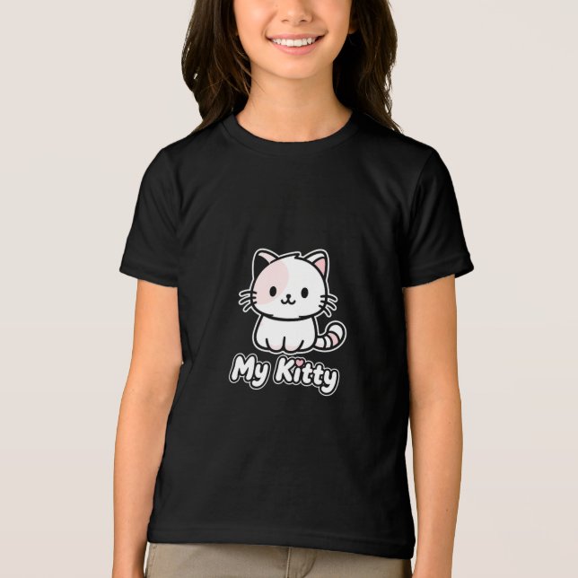 Söt My Kitty Cartoon barn T-shirt  (Framsida)