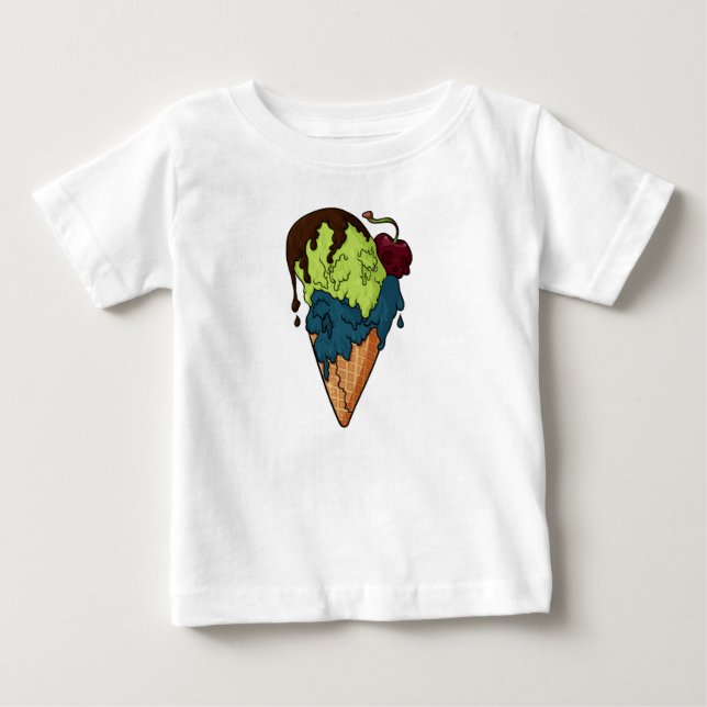 Söt Myasty Skull Ice Cream T Shirt (Framsida)