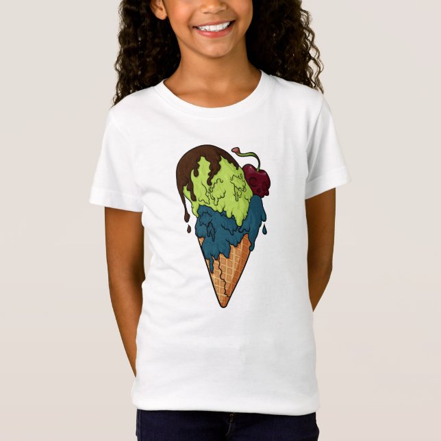 Söt Myasty Skull Ice Cream T Shirt (Framsida)