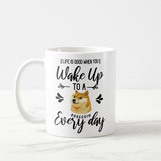 Söt Mycket Wow! Dogecoin Meme Hodl Kaffemugg (Vänster)