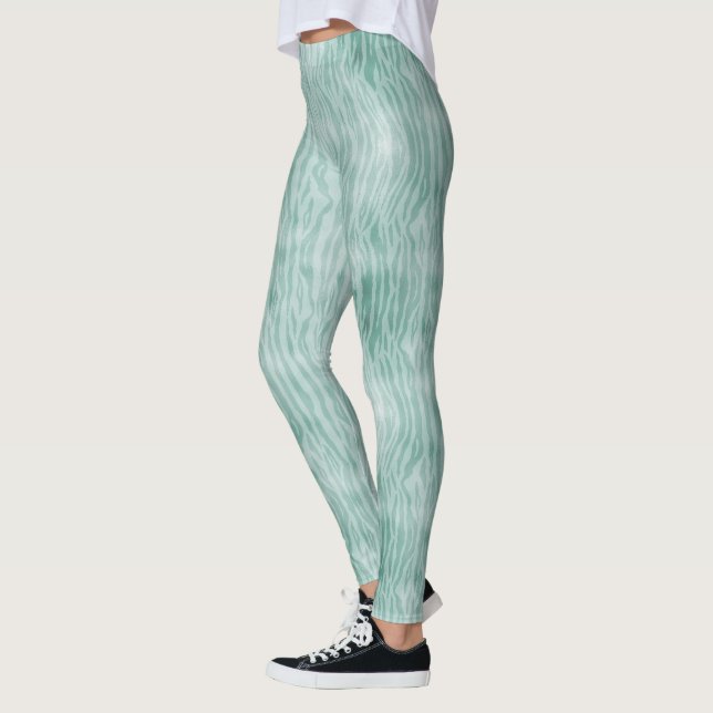 Söt mynta zebra tryck leggings (Vänster)