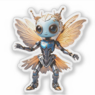Söt myr flicka dansande robot pixie klistermärken