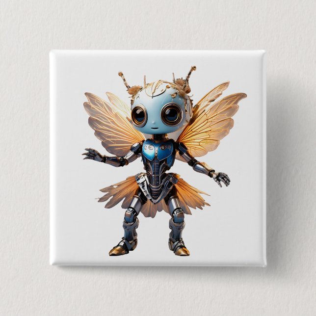Söt myr flicka dansande robot pixie knapp (Framsida)