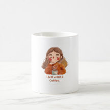 Söt Mysig Anime Tjej Jag Vill Bara Ha Kaffe Älskar