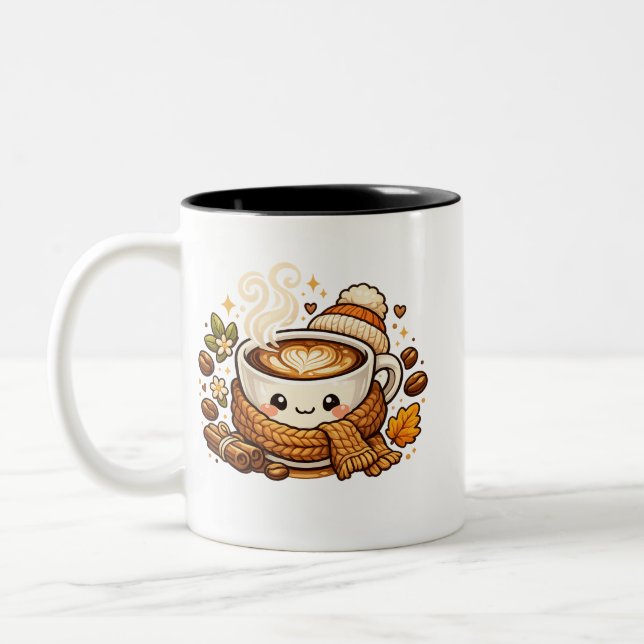 Söt Mysig Cappuccino Kaffekopp  (Vänster)