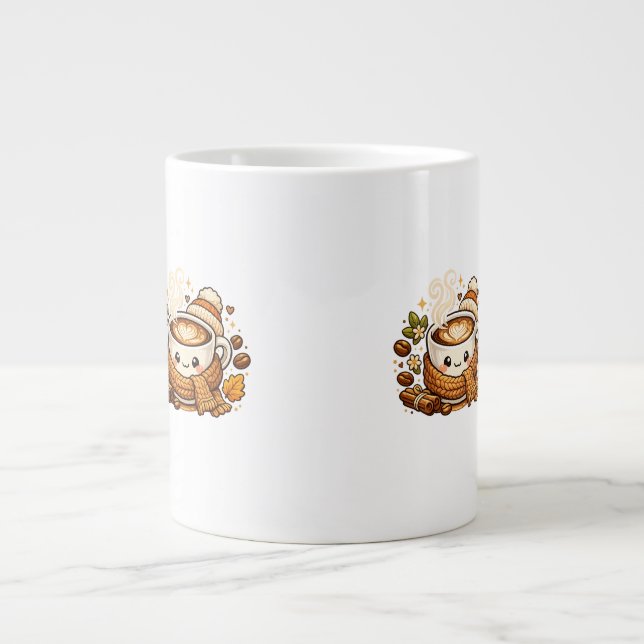 Söt Mysig Cappuccino Kaffekopp  Jumbo Mugg (Framsidan)