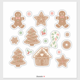 Söt & Mysig Gingerbread Cookies Mönster: Estetiskt Klistermärken