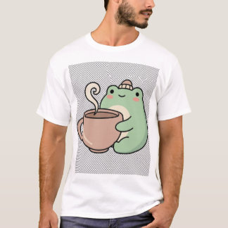 Söt mysig groda med het choklad Kawaii-illustratio T Shirt
