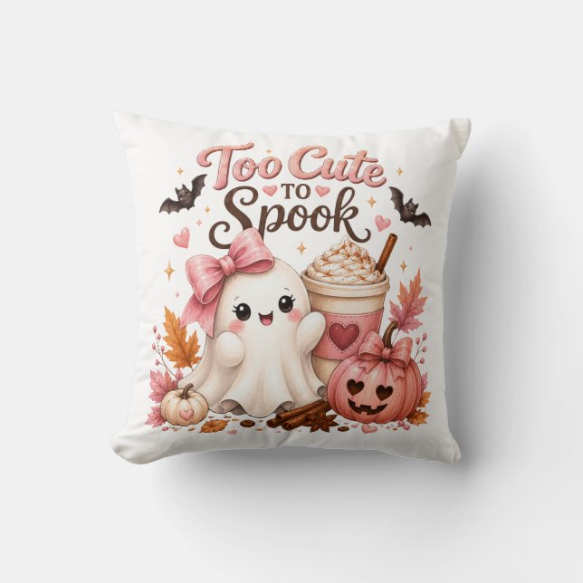 Söt mysig höst spökpumpa Halloween  Kudde (Framsida)
