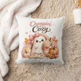 Söt mysig höst spökpumpa Halloween Kudde