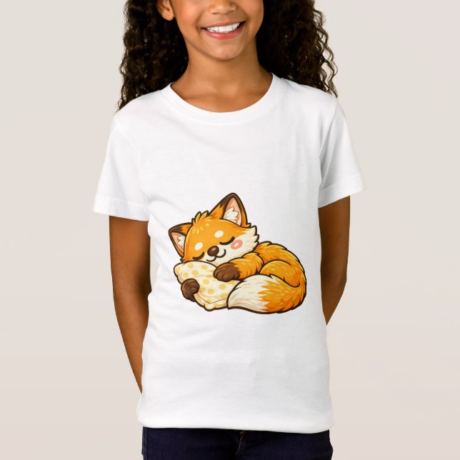 Söt Mysig Sovande Räv T Shirt (Framsida)