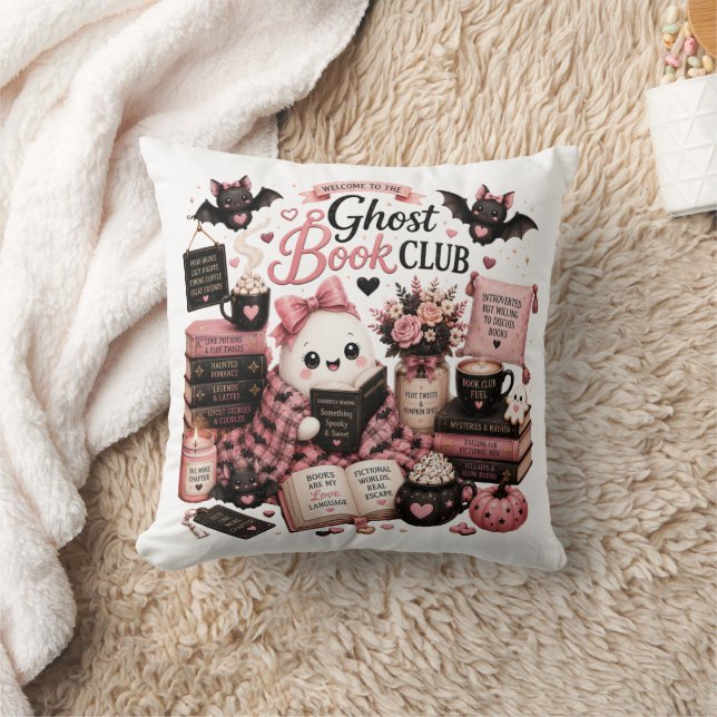 Söt mysig spökbokklubb Halloween kastkudde Kudde (Filt)