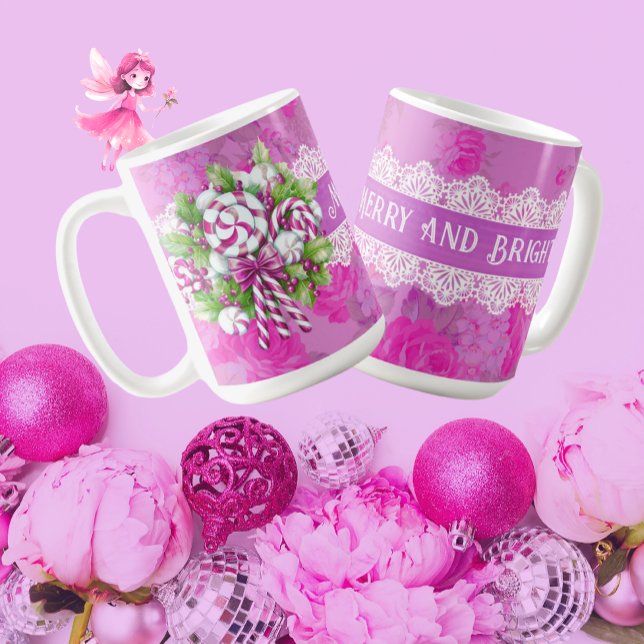 Söt Mysigt Rosa och Lila jul Kaffemugg (Sweet as sugar are these Candy Cane Christmas mugs!)