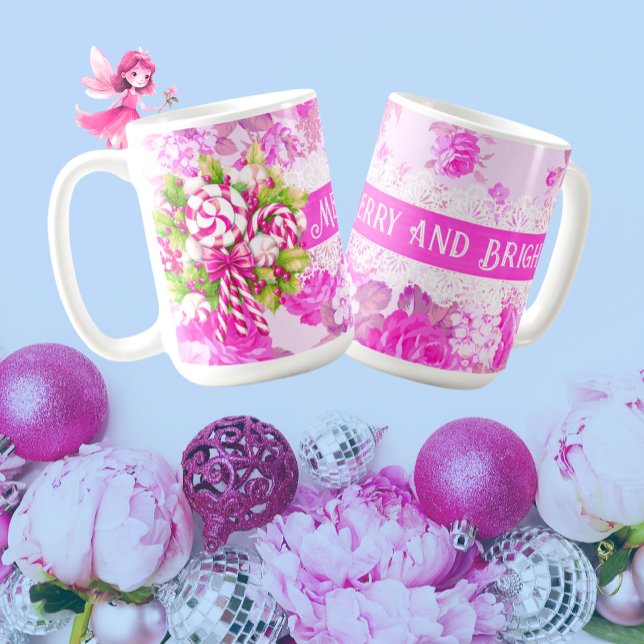 Söt Mysigt Rosa och Lila jul Kaffemugg (So sweet, feminine and lacy)
