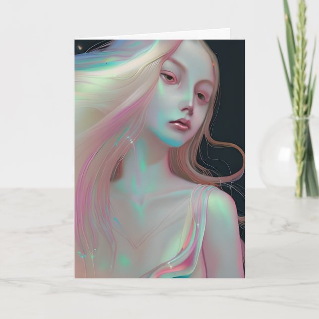 Söt Mystikkvinna med Pearlescent Skin Kort (Framsida)