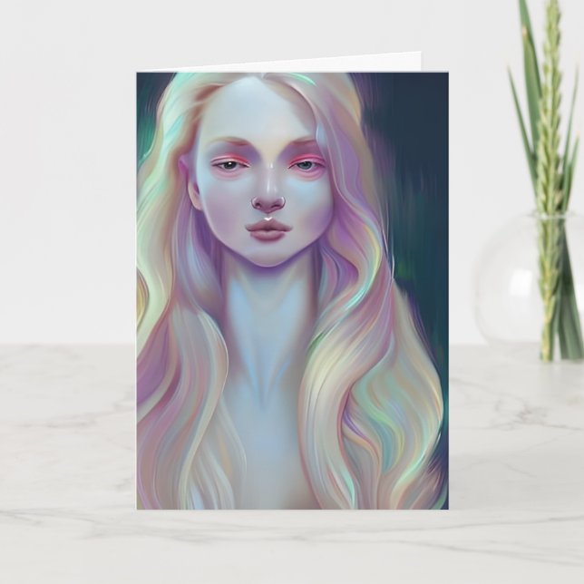 Söt Mystikkvinna med Pearlescent Skin Kort (Framsida)