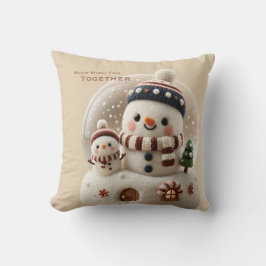 Söt nålfiltad snömannen snöglob kudde