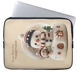 Söt nålfiltad snömannen snöglob laptop fodral