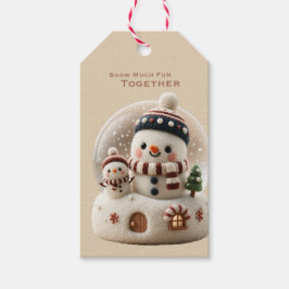 Söt nålfilts snömannen snöglob presentetikett