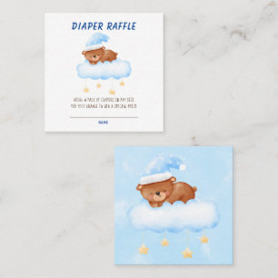 Söt Nalle Diaper Raffle Baby Shower Fyrkantigt Visitkort