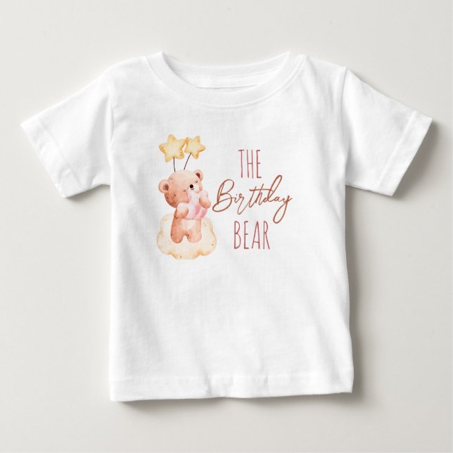 Söt nalle födelsedagsfest t shirt (Framsida)