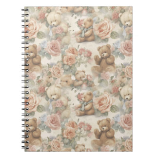 Söt nalle med blommor anteckningsbok