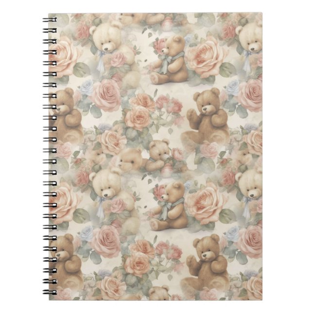 Söt nalle med blommor anteckningsbok (Framsidan)