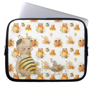 Söt nalle och bin laptop fodral