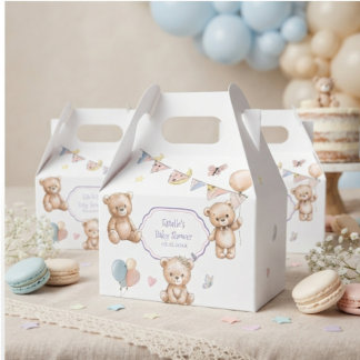 Söt nallebjörn akvarell pastell Baby Shower Förmån Presentaskar