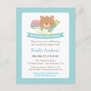 Söt Nallebjörn Prickar Bok Tematisk Baby Shower Inbjudningar