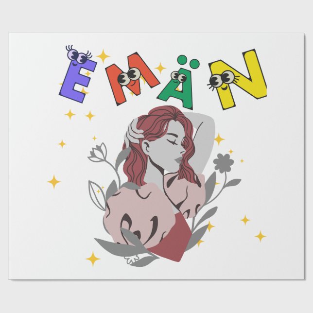 Söt namn-design för EMAN Presentpapper (Platt)