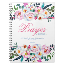 Söt Namngiven Rosa Blommigt Prayer Journal Anteckningsbok
