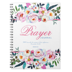 Söt Namngiven Rosa Blommigt Prayer Journal Anteckningsbok