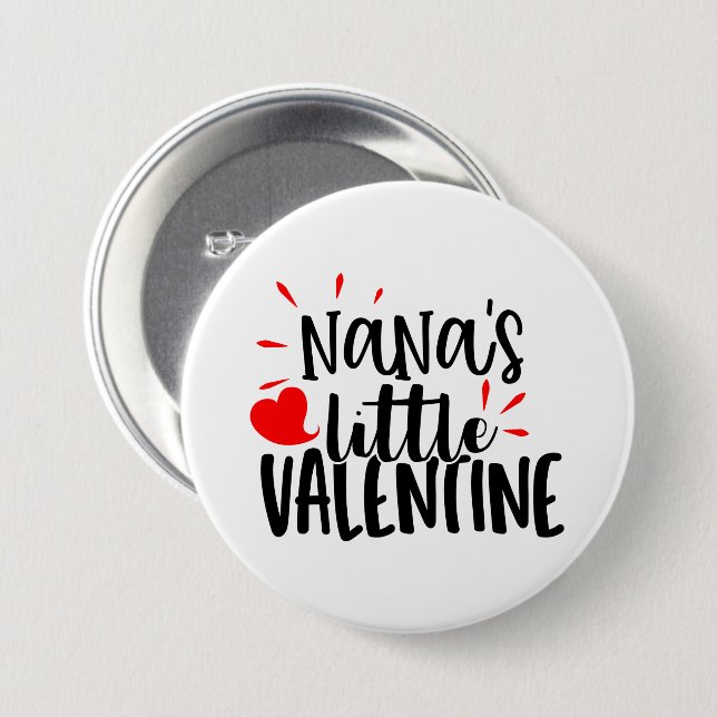 Söt Nanas lilla Alla hjärtans dag Knapp (Framsida & baksida)