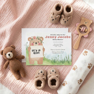 Söt näsduk Det är en liten rosa babyskor Inbjudningar