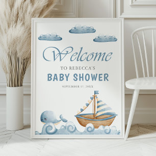 Söt nautisk baby shower för båttema välkommen poster