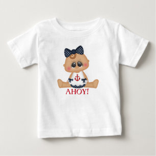 Söt nautisk bebis flicka ahoj! tee shirt