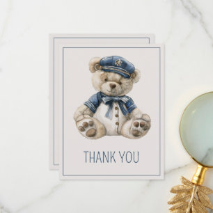 Söt nautisk blå björn baby shower tack kort